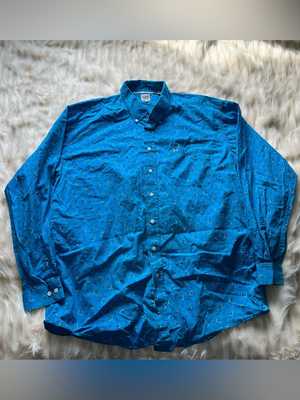 Cinch Western Shirt Men's XXL Light Blue Paisley
